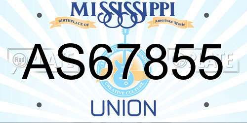 AS67855 Mississippi License Plate