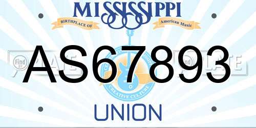 AS67893 Mississippi License Plate