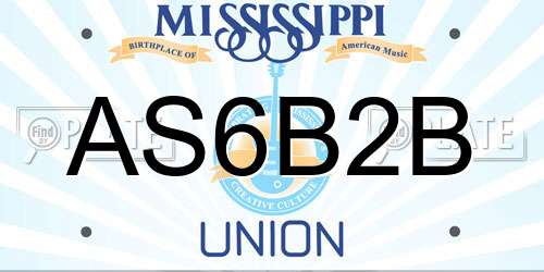 AS6B2B Mississippi License Plate