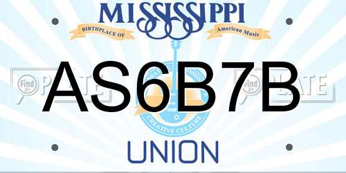 AS6B7B Mississippi License Plate