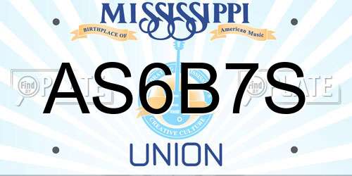AS6B7S Mississippi License Plate