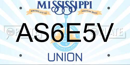 AS6E5V Mississippi License Plate