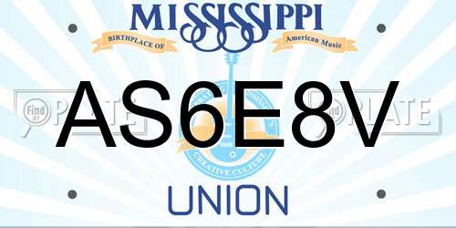 AS6E8V Mississippi License Plate