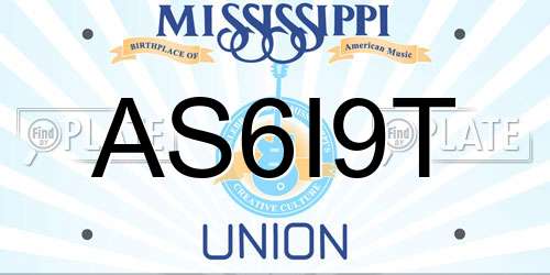 AS6I9T Mississippi License Plate