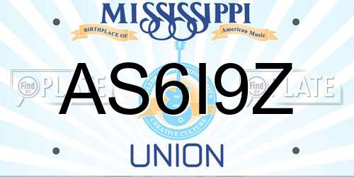 AS6I9Z Mississippi License Plate