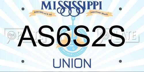 AS6S2S Mississippi License Plate