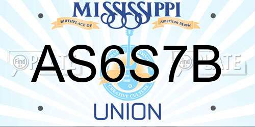 AS6S7B Mississippi License Plate
