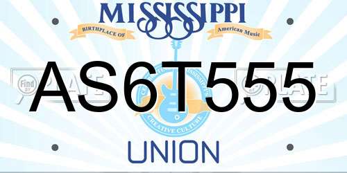 AS6T555 Mississippi License Plate