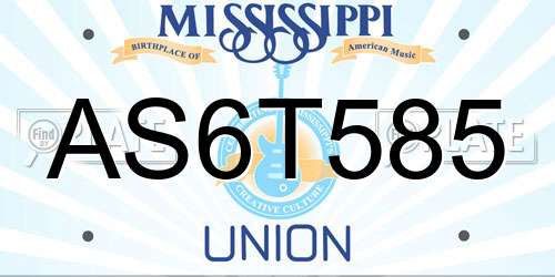AS6T585 Mississippi License Plate