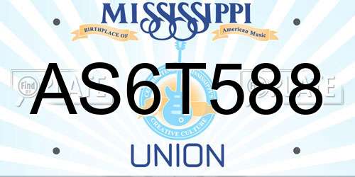 AS6T588 Mississippi License Plate