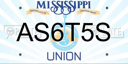 AS6T5S Mississippi License Plate