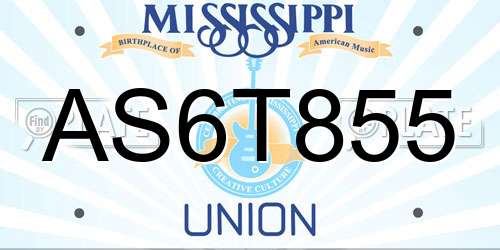 AS6T855 Mississippi License Plate