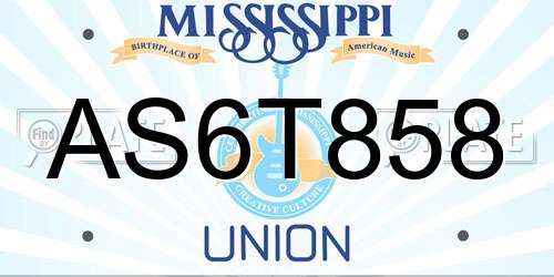 AS6T858 Mississippi License Plate