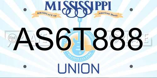 AS6T888 Mississippi License Plate