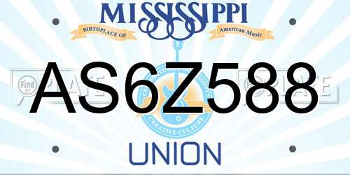 AS6Z588 Mississippi License Plate