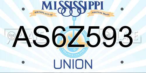 AS6Z593 Mississippi License Plate