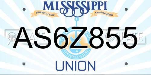 AS6Z855 Mississippi License Plate