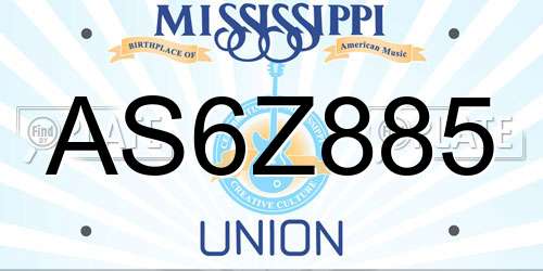 AS6Z885 Mississippi License Plate