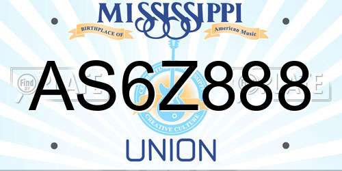 AS6Z888 Mississippi License Plate