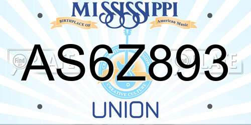AS6Z893 Mississippi License Plate