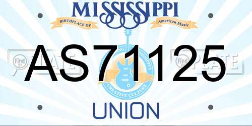 AS71125 Mississippi License Plate