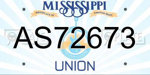AS72673 Mississippi License Plate
