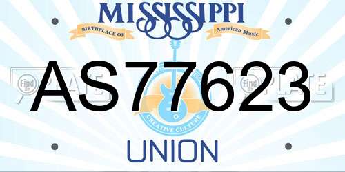 AS77623 Mississippi License Plate