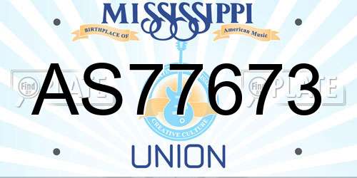 AS77673 Mississippi License Plate