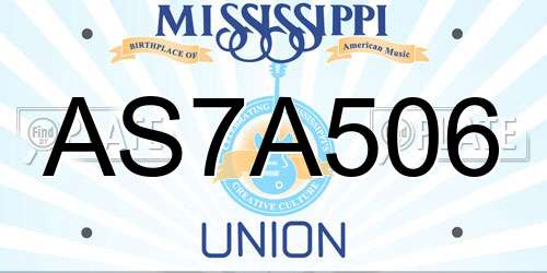 AS7A506 Mississippi License Plate