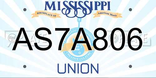 AS7A806 Mississippi License Plate