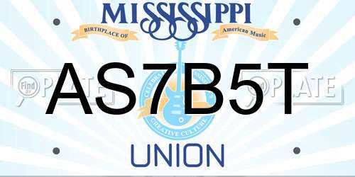 AS7B5T Mississippi License Plate