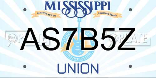 AS7B5Z Mississippi License Plate