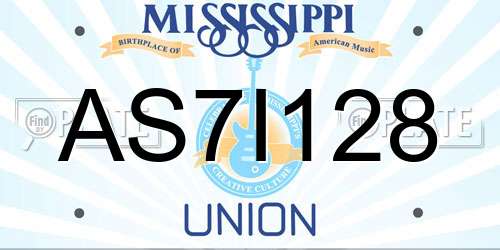 AS7I128 Mississippi License Plate