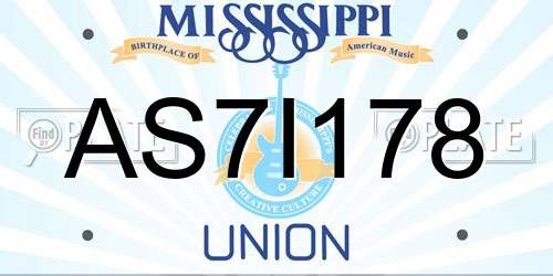 AS7I178 Mississippi License Plate