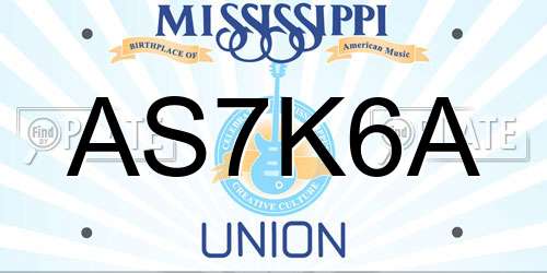AS7K6A Mississippi License Plate