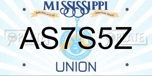 AS7S5Z Mississippi License Plate