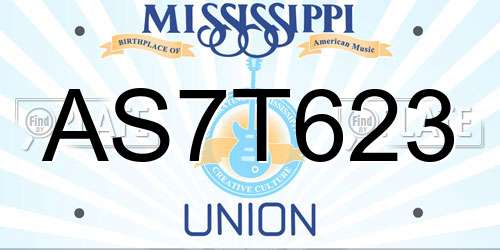 AS7T623 Mississippi License Plate