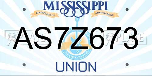 AS7Z673 Mississippi License Plate