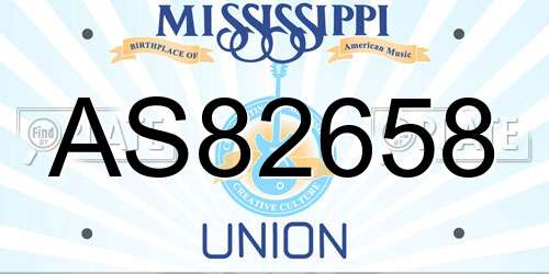 AS82658 Mississippi License Plate