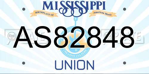 AS82848 Mississippi License Plate