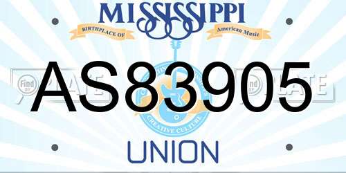 AS83905 Mississippi License Plate