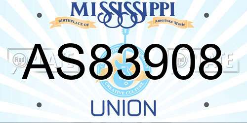 AS83908 Mississippi License Plate