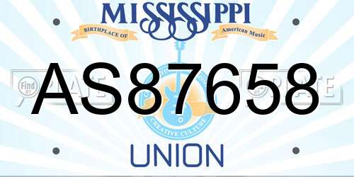 AS87658 Mississippi License Plate