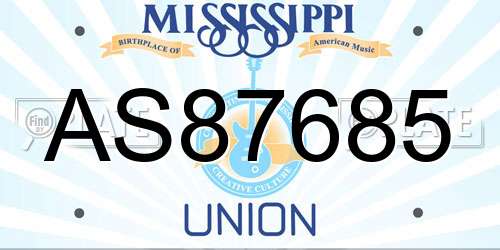 AS87685 Mississippi License Plate
