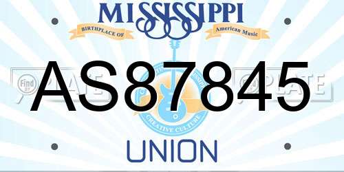 AS87845 Mississippi License Plate