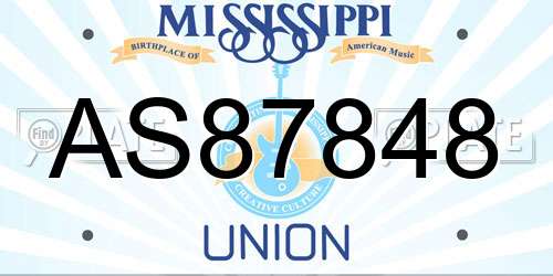 AS87848 Mississippi License Plate