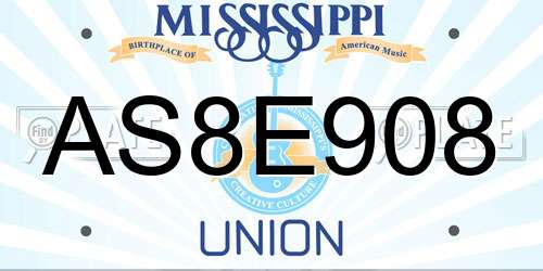 AS8E908 Mississippi License Plate