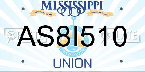 AS8I510 Mississippi License Plate