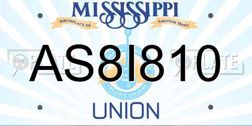 AS8I810 Mississippi License Plate