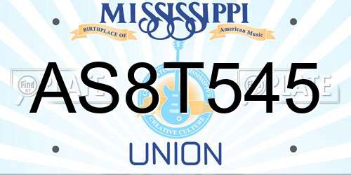 AS8T545 Mississippi License Plate